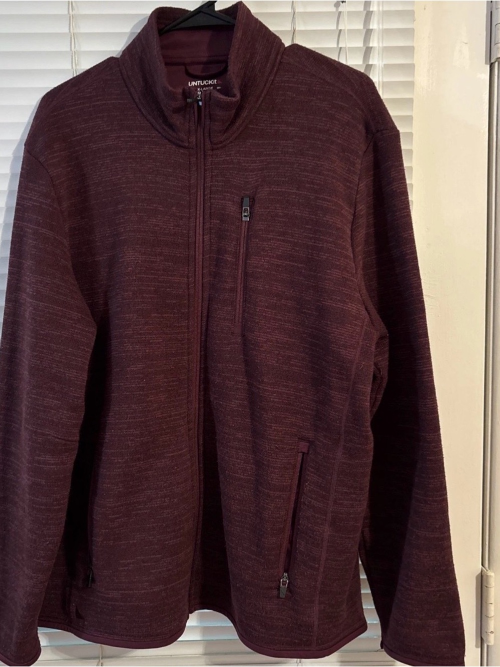 UNTUCKit Men's Maroon Full-Zip Knit Jacket Size XL